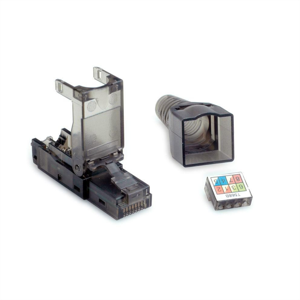VALUE 26.99.0372 RJ-45-Stecker – Cat6a, U/UTP, Schwarz/Transparent, 50 Stück