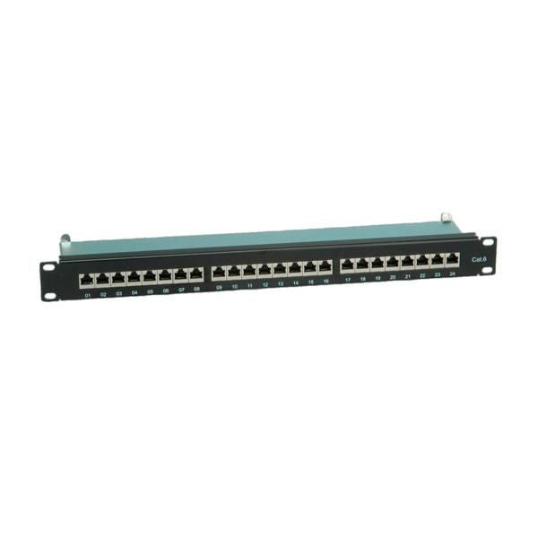 VALUE Patchpanel Cat6 – 24× RJ‑45, geschirmt, 19", Schwarz