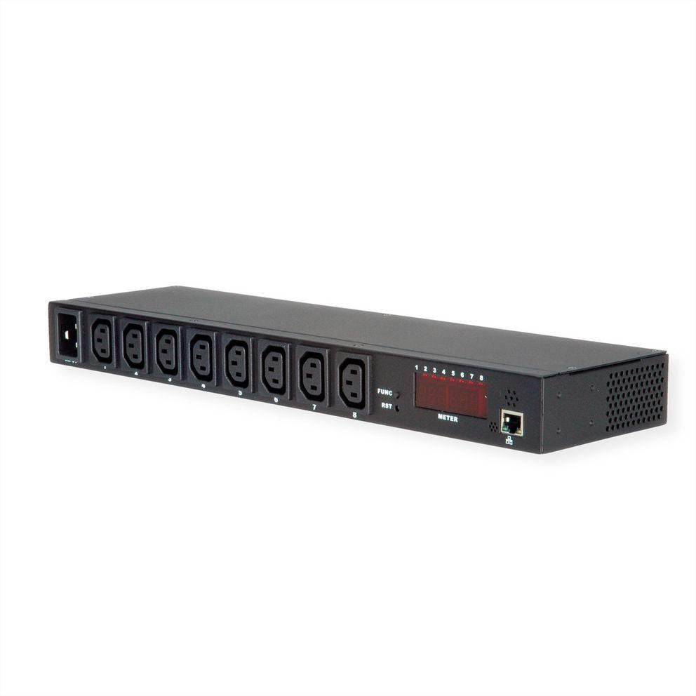 VALUE Rack-PDU – Überwacht, Horizontal 1U, 16 A 230 V, 8×C13, C20 Eingang, Netzwerkkarte (1× RJ-45)