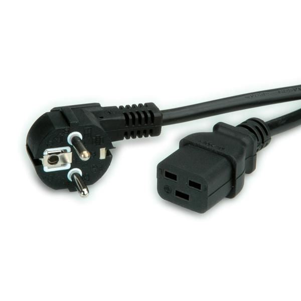 VALUE Netzkabel – Schuko (CEE 7/7)–IEC C19, 2 m, 250 V/16 A, schwarz