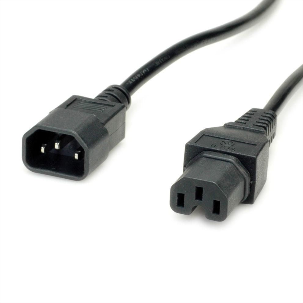 VALUE Netzkabel – IEC C14 zu IEC C15, 3 m, 250 V/10 A, schwarz