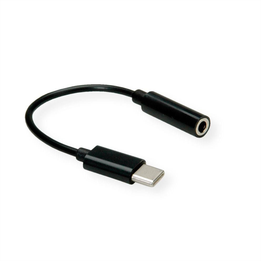 VALUE Audio-Adapter 3,5 mm (Buchse) zu USB (Stecker) – 0,13 m, Schwarz