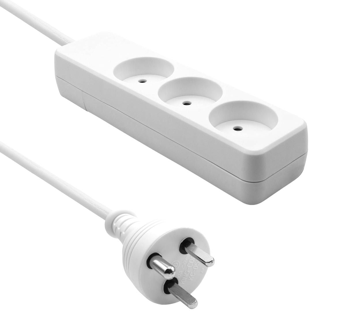Proxtend Steckdosenleiste – 3×, 5 m, weiss