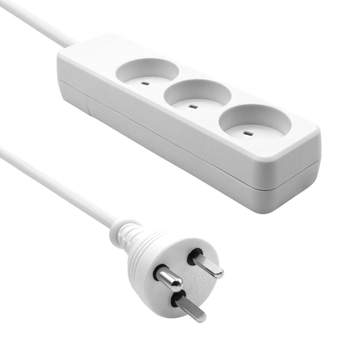 Proxtend Steckdosenleiste – 3×, 5 m, weiss