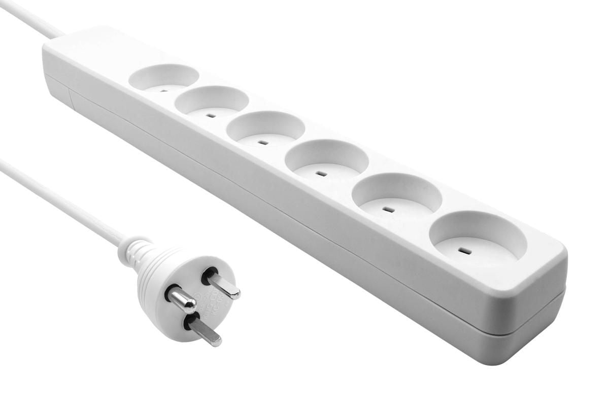 Proxtend Steckdosenleiste – 6× Steckdosen, 1 m, weiss