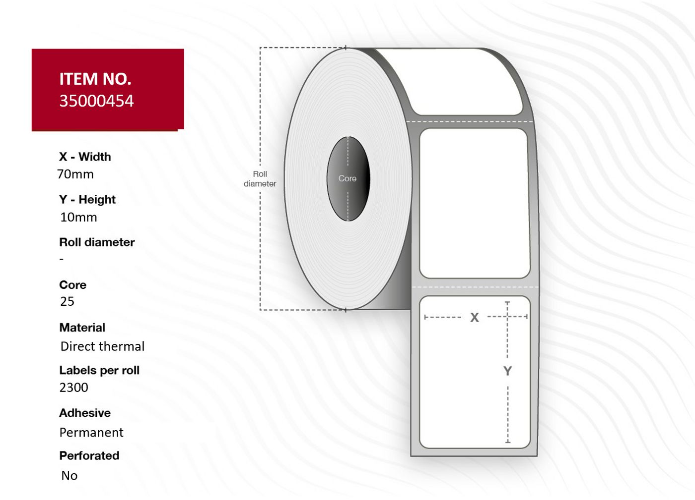Capture Drucketiketten, 70 mm × 10 mm, weiss, permanent, 24 Rollen (2'300 Etiketten/Rolle)