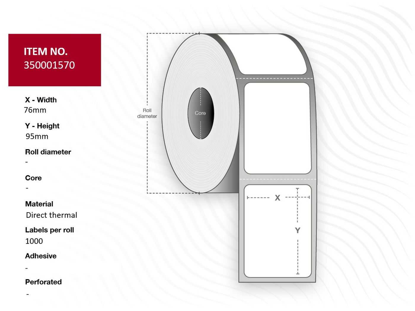Capture Etiketten (Rolle) 76 × 95 mm – Papier, weiss – Thermodirekt – 350 Etiketten/Rolle, 24 Rollen/Pack