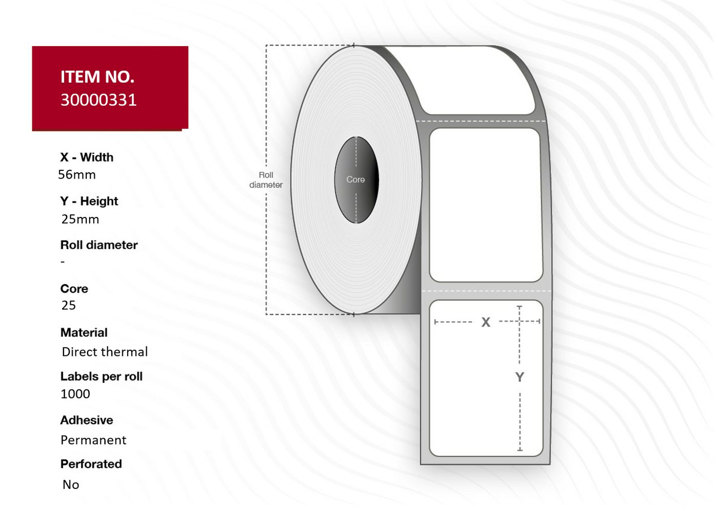 Capture Rollenetiketten, 56 mm × 25 mm, weiss, permanent, 24 Rollen (1.000 Etiketten/Rolle)