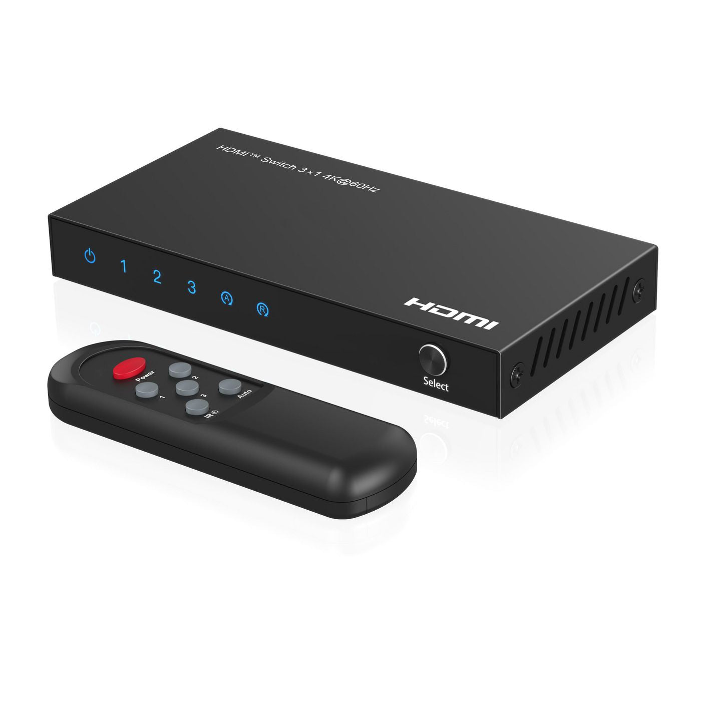 Microconnect HDMI-Switch 3×1 4K 60 Hz – MC-HDMISWITCH0301-4K, 18 Gbit/s, HDCP