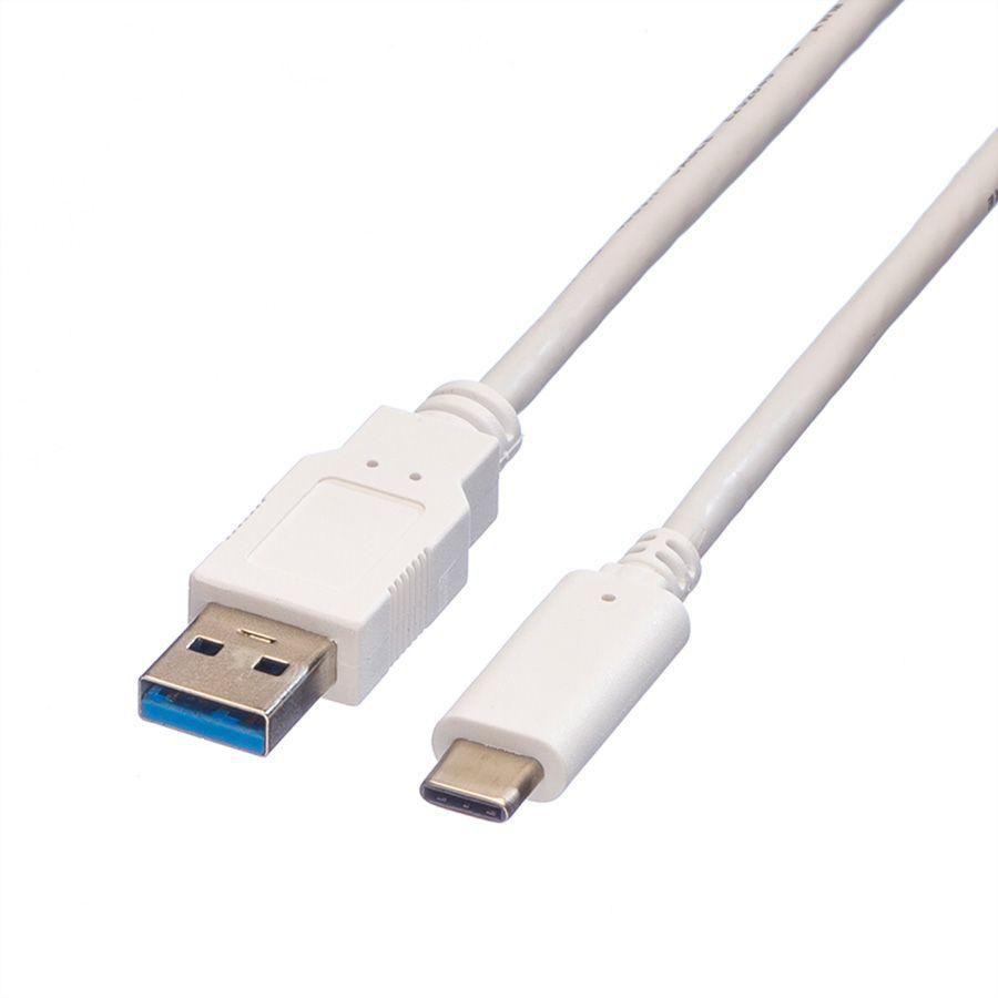 VALUE USB-A auf USB-C Kabel – USB 3.2 Gen 1 (5 Gbit/s) – 0,5 m – geschirmt – Weiss