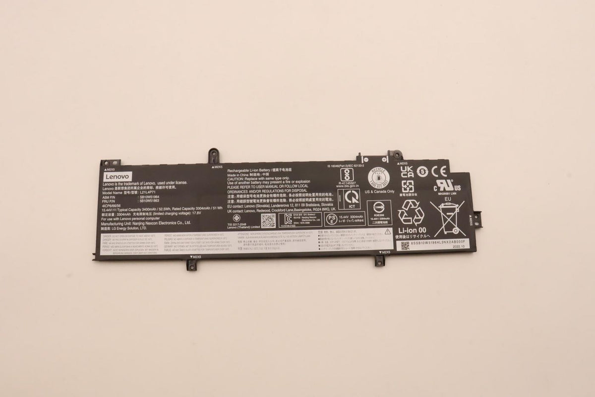 Lenovo Notebook-Akku – für Lenovo Notebooks – 52,5 Wh, 15,44 V (4 Zellen) – Schwarz