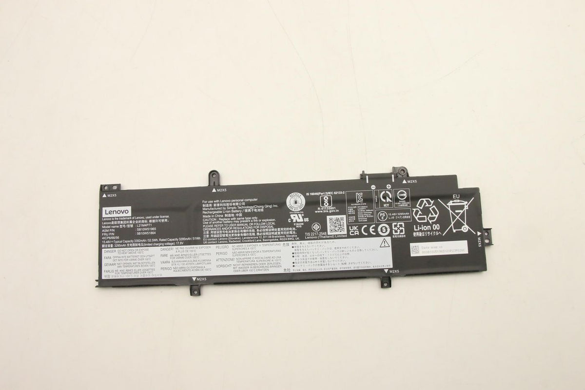 Lenovo Notebook-Akku – für Lenovo-Notebooks – 52,5 Wh, 15,48 V (4 Zellen) – Schwarz