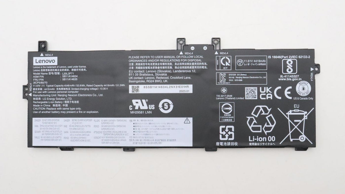 Lenovo Notebook-Akku – für ThinkPad X13 Yoga (3. Gen.) – 52,8 Wh
