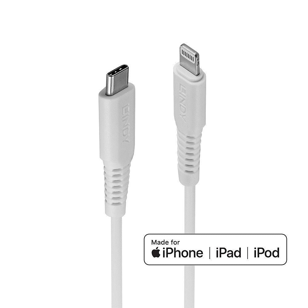 Lindy Daten- & Ladekabel – USB-C auf Lightning 1 m, Weiss – für iPhone/iPad