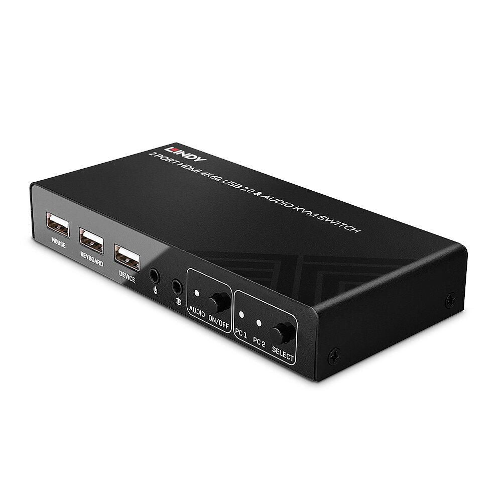 Lindy KVM-Switch 2×1, HDMI/USB 2.0/Audio, 4K60 (3840 × 2160)