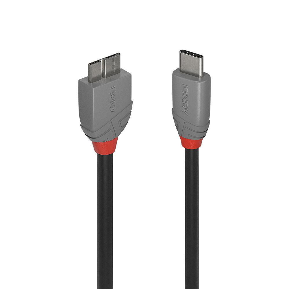 Lindy USB-C auf Micro-USB-B Kabel – USB 3.2 Gen 1 (5 Gbit/s) – 2 m – Nylon/PVC – Schwarz
