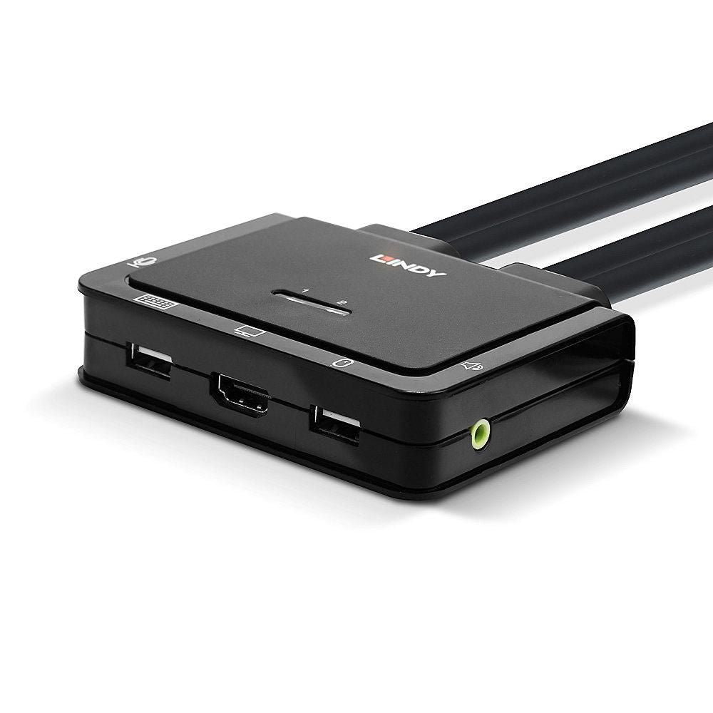 Lindy KVM-Switch 2×1, HDMI/USB 2.0, 18 Gbit/s, Audio