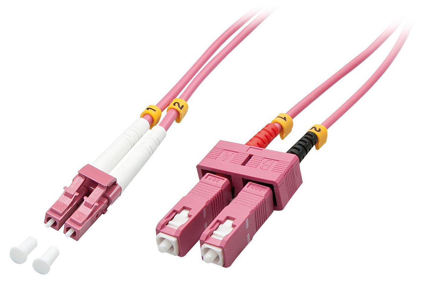 Lindy LWL-Patchkabel – LC–SC, Multimode (OM4, 50/125 µm), 15 m, Duplex, Pink