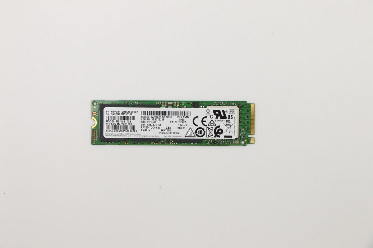 Lenovo M.2 PCIe NVMe SSD – 1 TB, Lesen 3'500 MB/s, Schreiben 3'000 MB/s