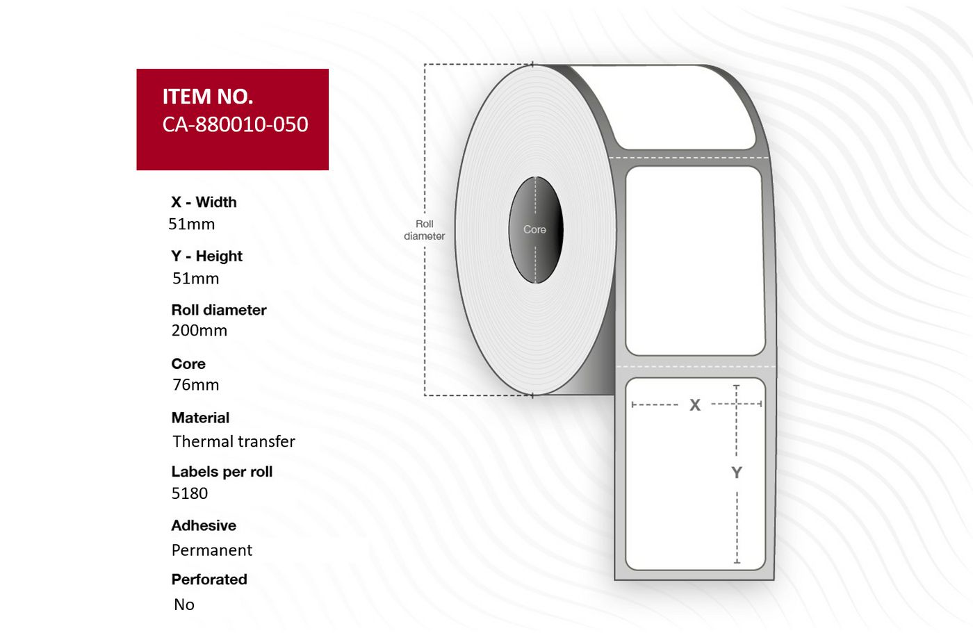 Capture Etiketten, 51 mm × 51 mm, unbeschichtetes Papier, permanent haftend, 10 Rollen, 2'740 Etiketten/Rolle