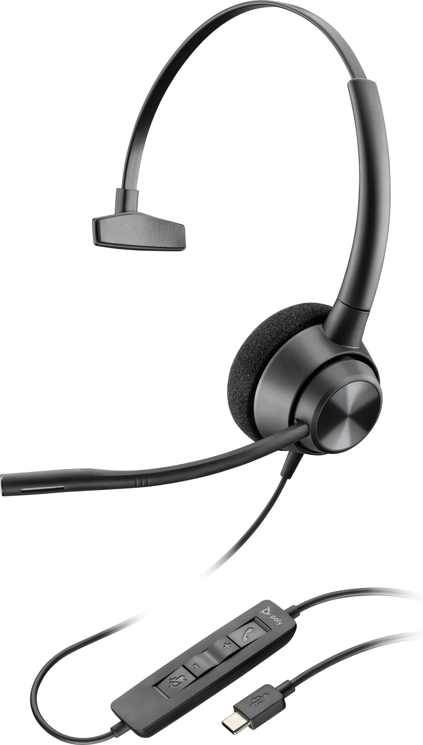 Poly EncorePro 310 Office-Headset – On-Ear, Mono, USB-C Kabel, Schwarz