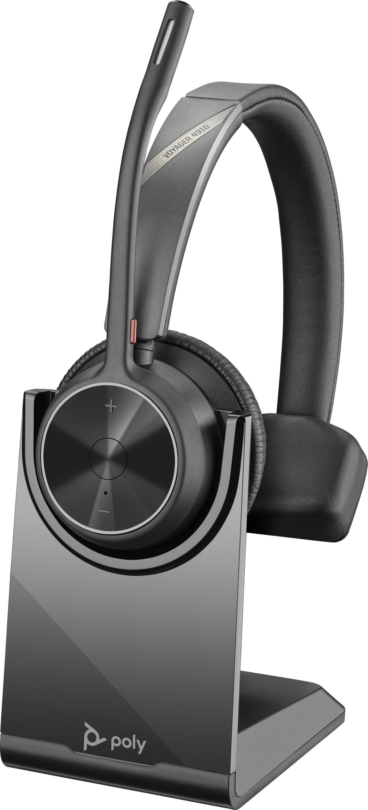 Poly Voyager 4310 Office-Headset – Over-Ear, Mono, BT, mit USB-A-Dongle, mit Ladecase, Schwarz, BT 5.2