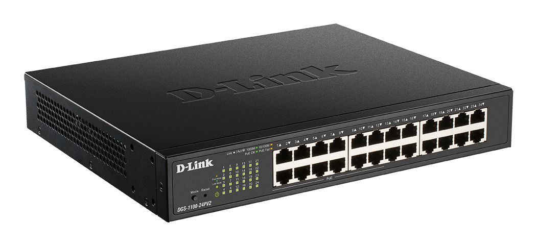 D-Link DGS-1100-24PV2 – Managed Switch – 24×GbE, L2, PoE+ 100 W, 19" Rack