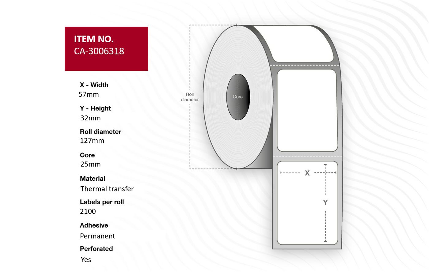 Capture Drucketiketten, 57 mm × 32 mm, beschichtet, permanent, 12 Rollen (2'100 Etiketten/Rolle)