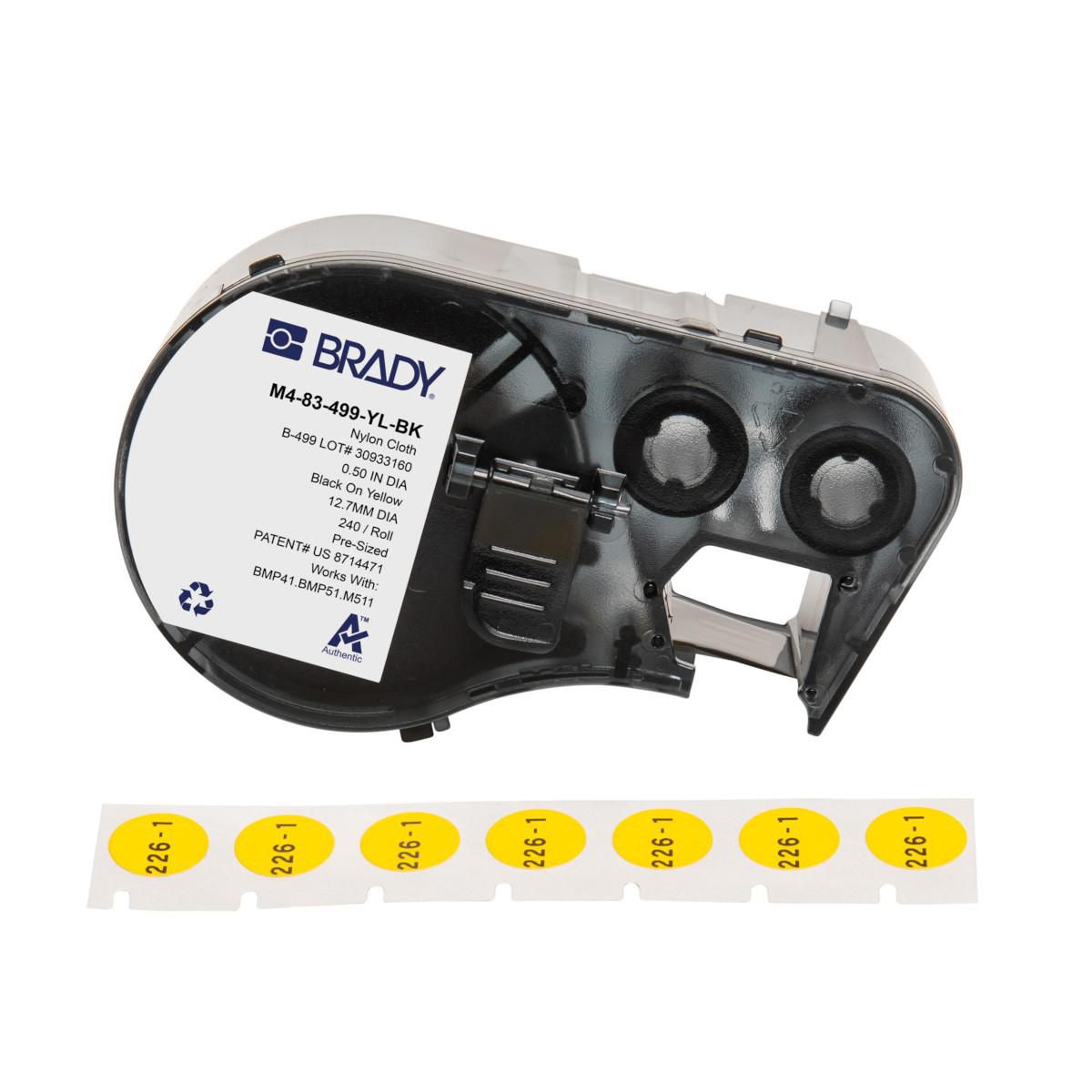 Brady Etiketten (Rolle) Ø 13 mm – Nylon, matt – permanent haftend – für Brady BMP-Serie