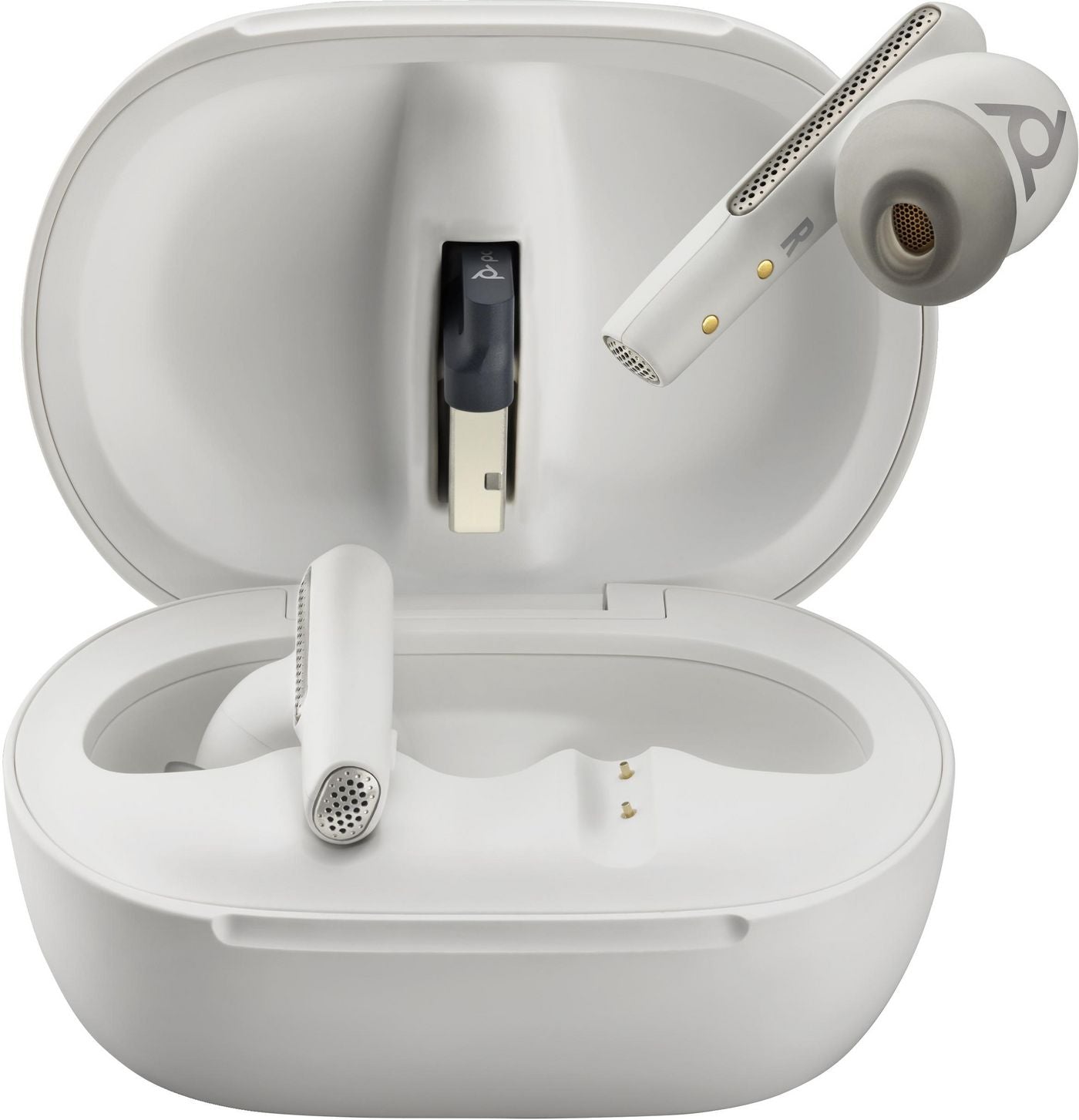 HP Poly Voyager Free 60+ UC TWS In-Ear – Stereo, ANC, mit USB-C-Dongle, Qi-Ladecase, Weiss, BT 5.3