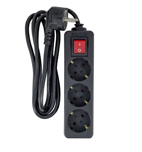 Microconnect Steckdosenleiste – 3× Typ F (Schuko), 1,5 m, mit Schalter, schwarz