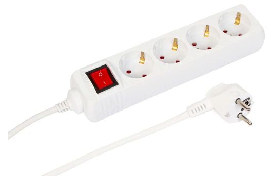 Microconnect Steckdosenleiste – 4× Schuko (Typ F), 3 m, mit Schalter, 230 V/16 A, weiss