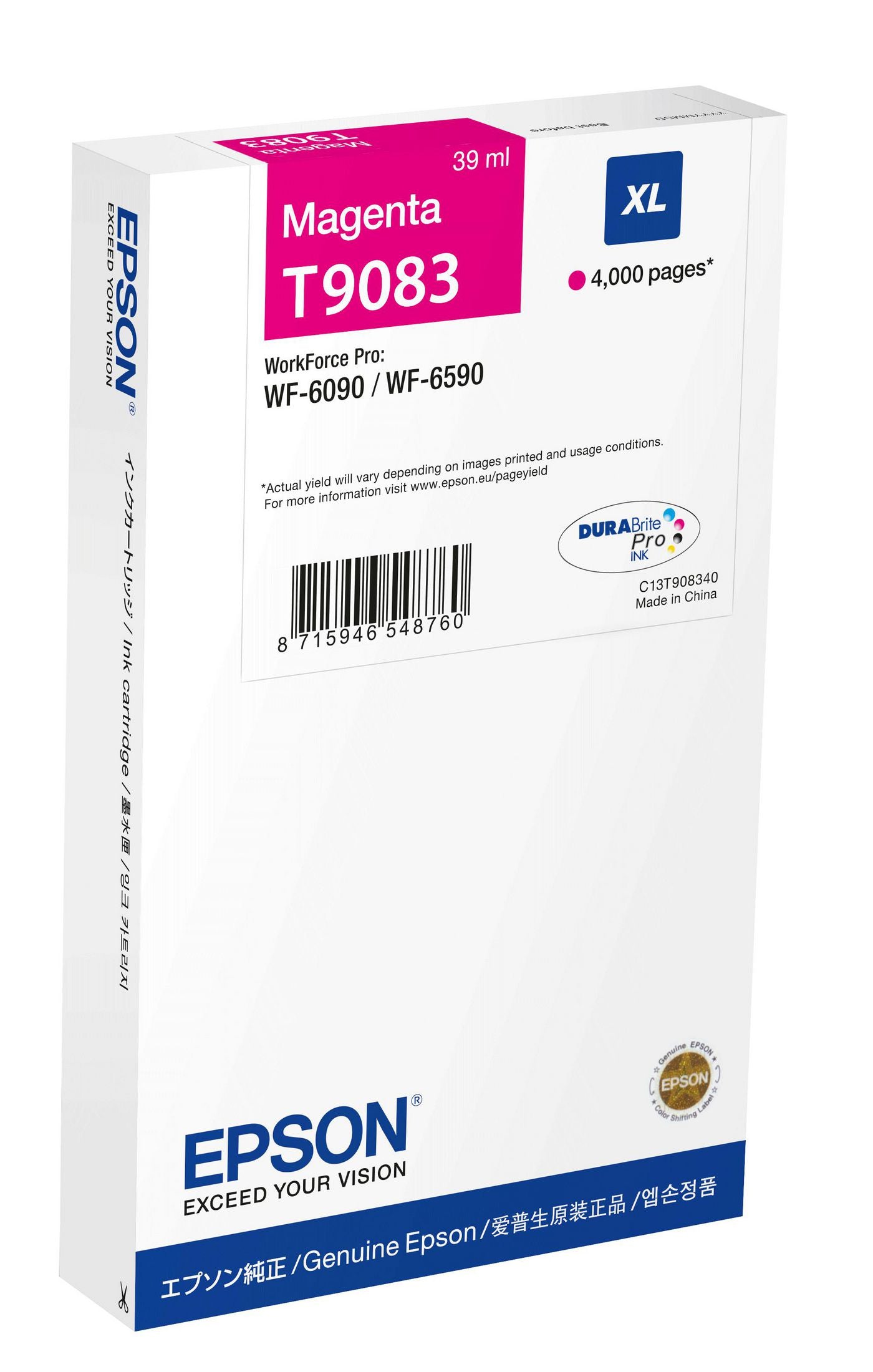 Epson Tintenpatrone T90834N, Magenta, 4'000 Seiten – für Tintenstrahldrucker/Multifunktionsgeräte