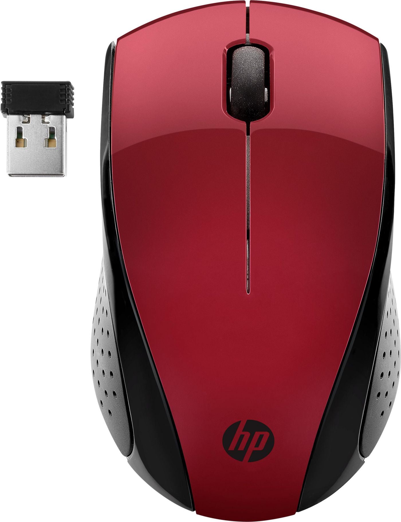 HP 220 S – Maus – Kabellos (2,4 GHz), 1600 DPI, beidhändig, Schwarz, Rot