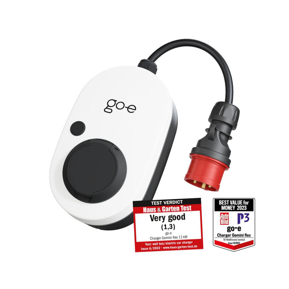 go-e Gemini flex Ladestation – 11 kW, 3-phasig, 400/230 V, Wandmontage, Typ 2, IP55, RFID, WLAN, Weiss