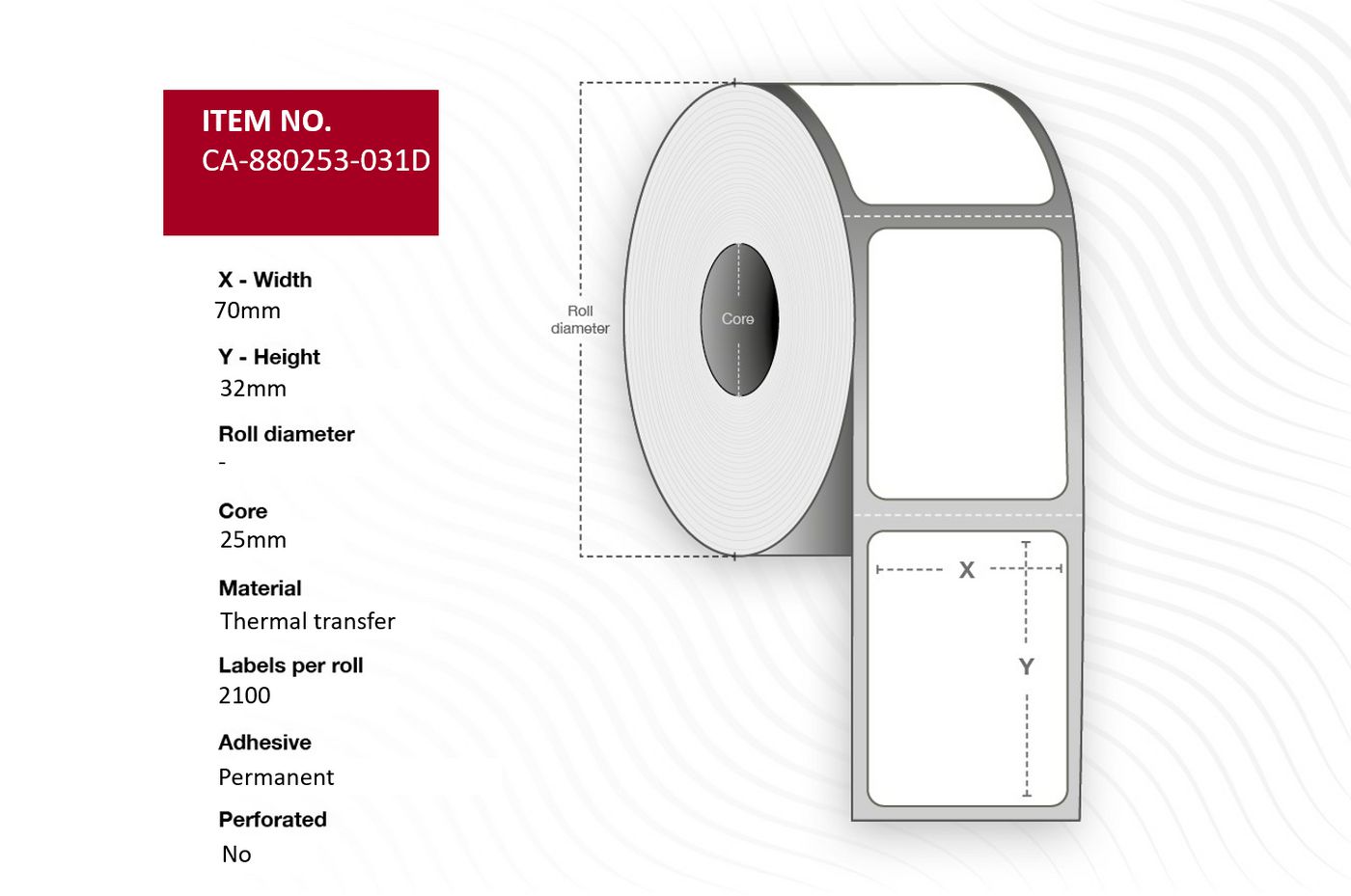 Capture Drucketiketten, 70 mm × 32 mm, Polyester, permanent selbstklebend