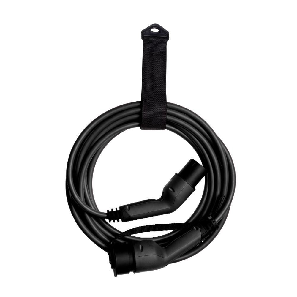 DEFA Typ 2 Ladekabel – Typ 2 zu Typ 2, 7,5 m, 7,4 kW/32 A, IP44, Abgewinkelt, Schwarz