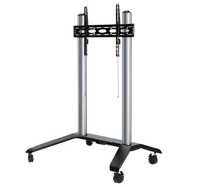 B-Tech TV-Wagen – 65–120" – VESA 1000×400–1000×600 – bis 130 kg, Höhenverstellbar, mit Rollen – Schwarz/Silber