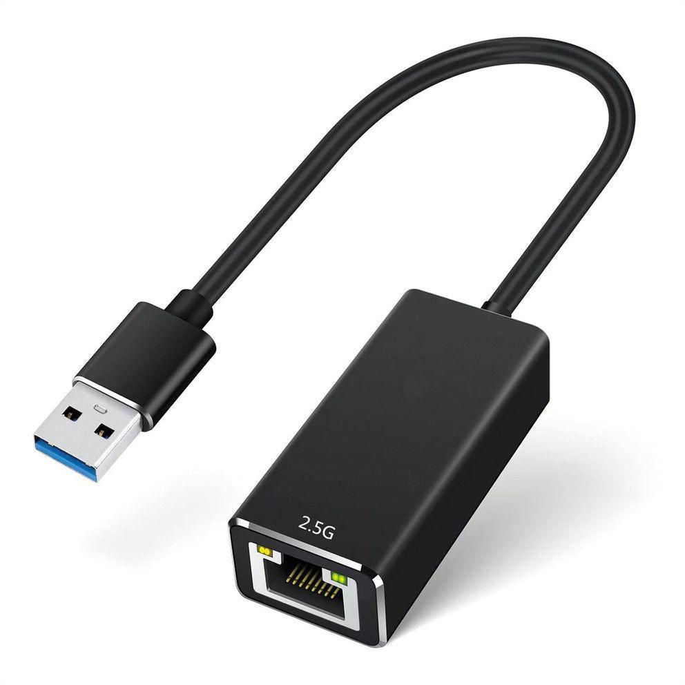 VALUE Netzwerkadapter USB-A zu RJ-45 – 2,5 Gbit/s, 1× RJ-45, 15 cm, USB 3.2 Gen 1, busgespeist, Schwarz