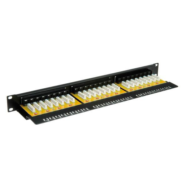VALUE Patchpanel – Cat.6 / Klasse E, 24× Ports, ungeschirmt (UTP), Schwarz, 19", 1U, für 19"-Schränke