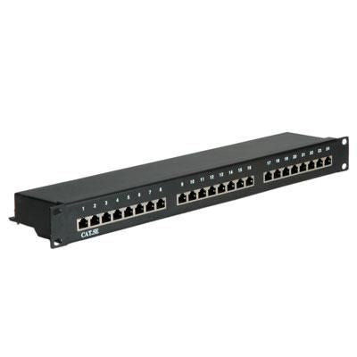VALUE Patchpanel – 19", Kat.5e, 24× RJ-45, geschirmt (STP), Schwarz