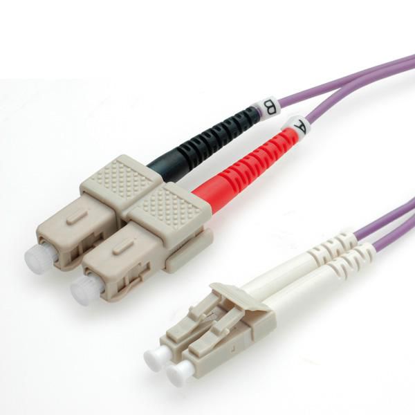 VALUE LWL-Patchkabel – LC/SC, Multi-Mode (50/125 µm OM4), 5 m, violett, LSOH
