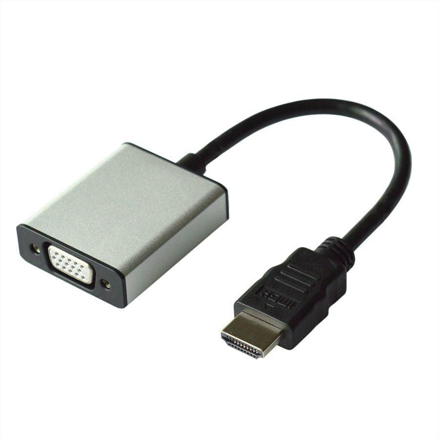 VALUE HDMI-zu-VGA-Adapter – 1920 × 1200 @ 60 Hz, 3,5 mm Stereo-Audio, Strom via USB-A zu Micro-B, 0,15 m