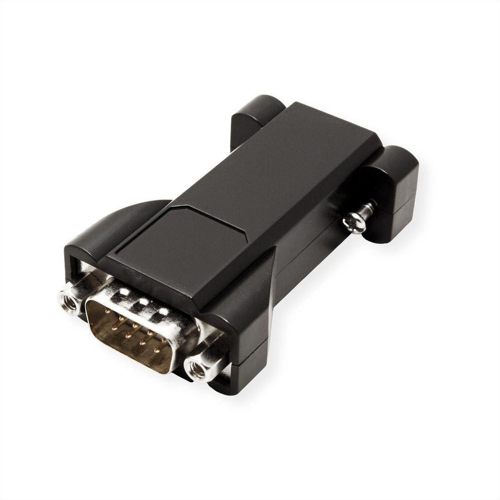 VALUE 12.99.1016 RS-232 Optokoppler DB9 Stecker zu DB9 Buchse – Goldkontakte, ABS-Gehäuse, Schwarz