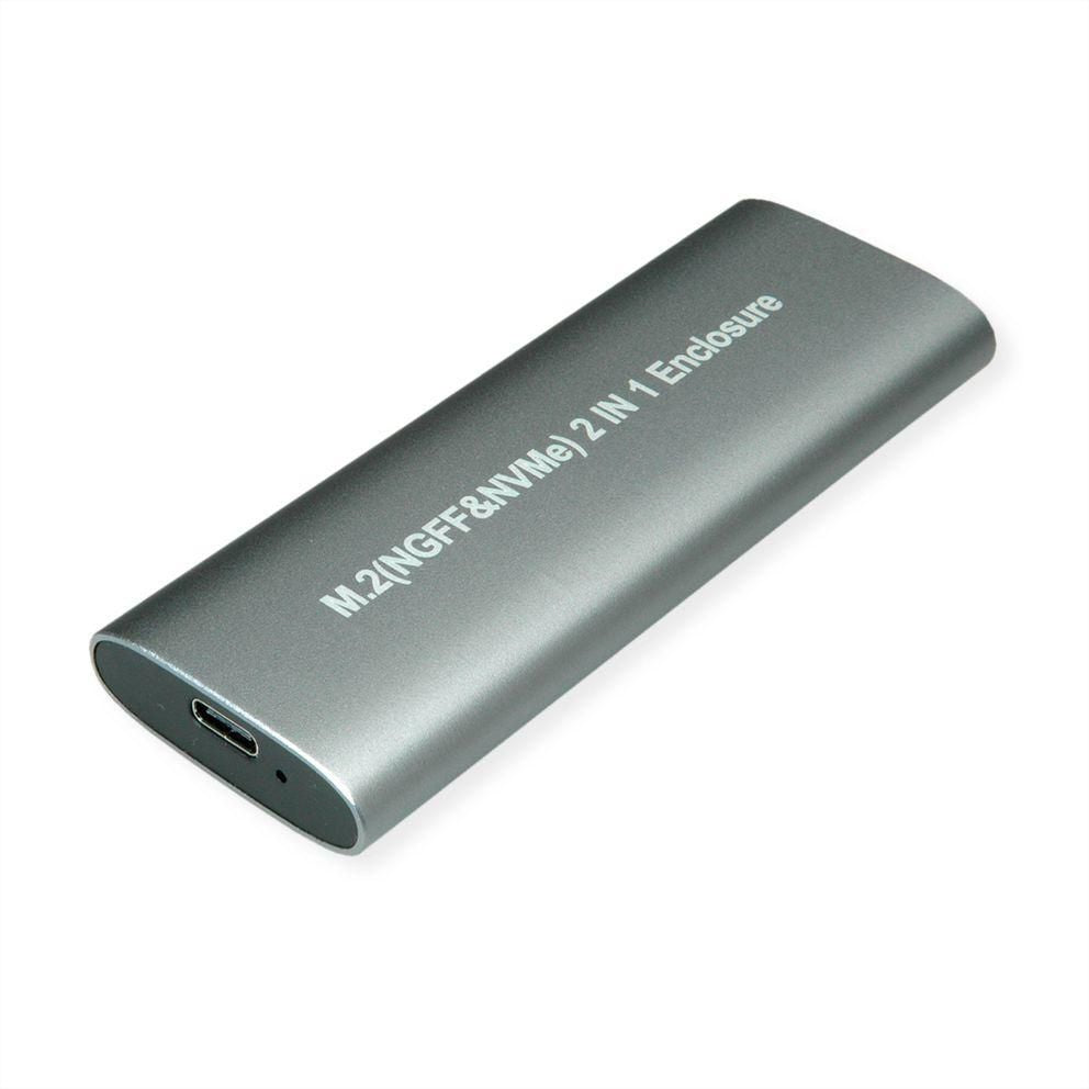 VALUE M.2 SSD-Gehäuse – 1-Bay – USB 3.2 Gen 2 Typ C, für M.2 2242/2260/2280 (M-Key, NVMe)