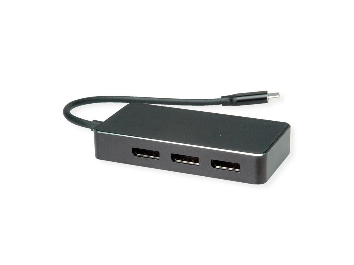 VALUE 12.99.1032 Multiport-Adapter – USB-C, 3× DP, für USB-C-Laptops (DisplayPort Alt Mode)