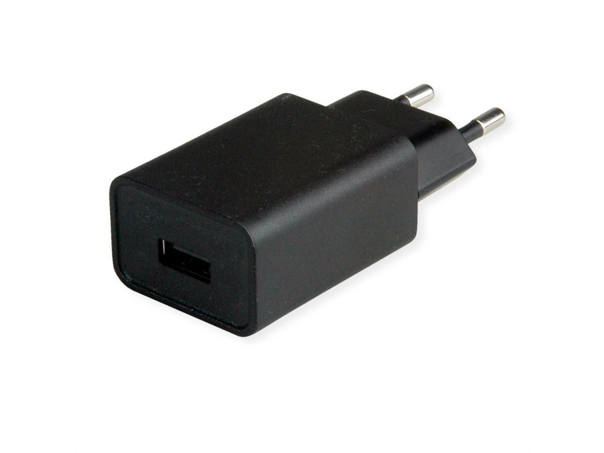 VALUE USB-Ladegerät 12 W – USB-A×1 – EU-Stecker (Typ C) – Schwarz