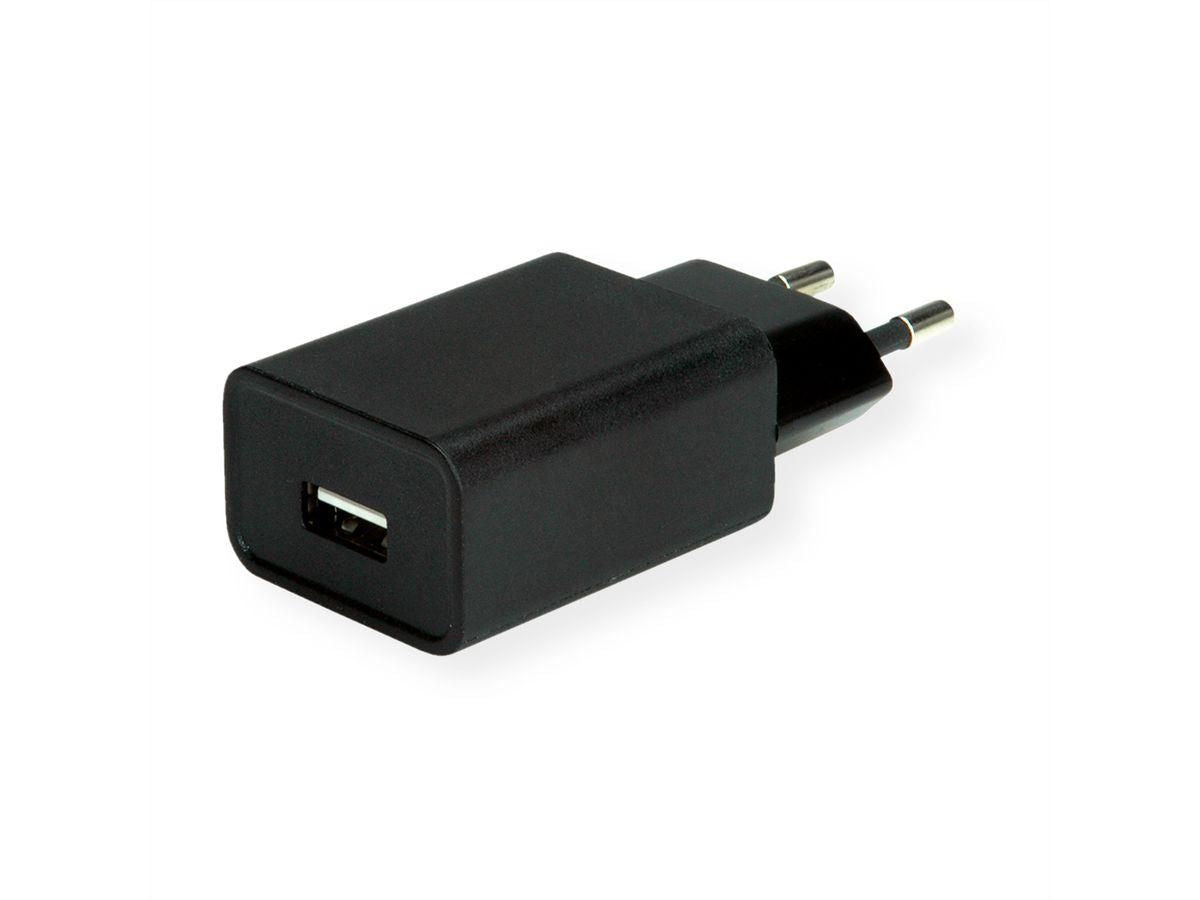 VALUE USB-Ladegerät 18 W – USB-A×1 – QC 3.0, EU-Stecker (Typ C) – für Smartphone, Tablet – Schwarz