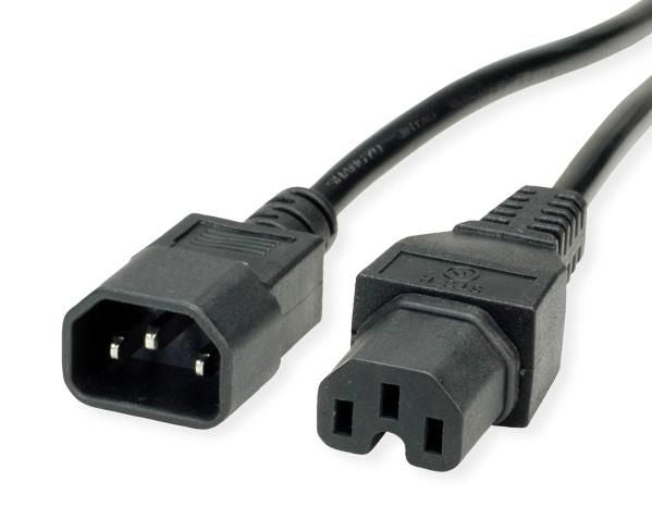 VALUE Netzkabel – IEC C14 zu IEC C15, 1,8 m, 250 V/10 A, schwarz
