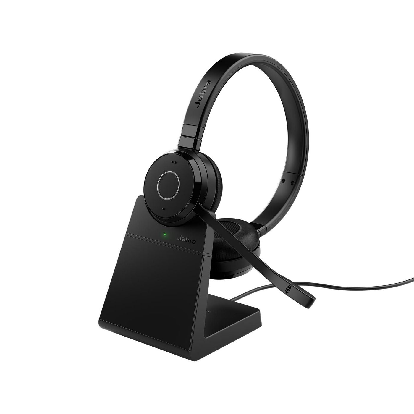 Jabra Evolve 65 TE Office-Headset – Over-Ear, Stereo, Kabel + BT, mit Ladestation, Schwarz, BT 5.2